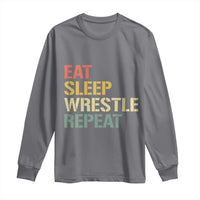 Eat Sleep Wrestle Repeat Long Sleeve Shirt Cool Wrestling - Wonder Print Shop