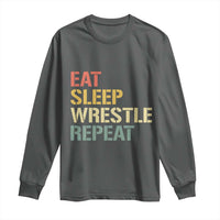 Eat Sleep Wrestle Repeat Long Sleeve Shirt Cool Wrestling - Wonder Print Shop