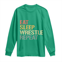 Eat Sleep Wrestle Repeat Long Sleeve Shirt Cool Wrestling - Wonder Print Shop