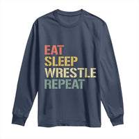 Eat Sleep Wrestle Repeat Long Sleeve Shirt Cool Wrestling - Wonder Print Shop