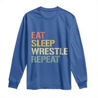 Eat Sleep Wrestle Repeat Long Sleeve Shirt Cool Wrestling - Wonder Print Shop
