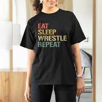 Eat Sleep Wrestle Repeat T Shirt For Women Cool Wrestling - Wonder Print Shop