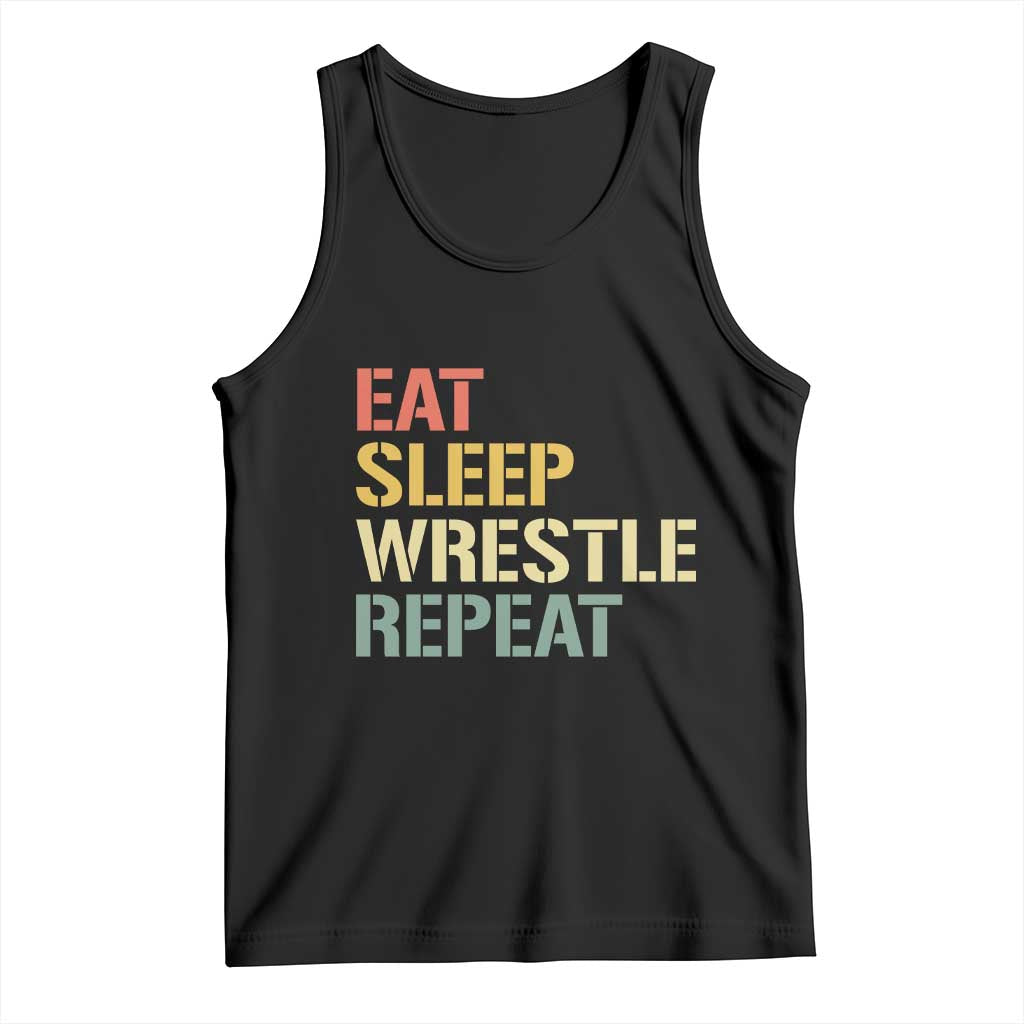 Eat Sleep Wrestle Repeat Tank Top Cool Wrestling - Wonder Print Shop