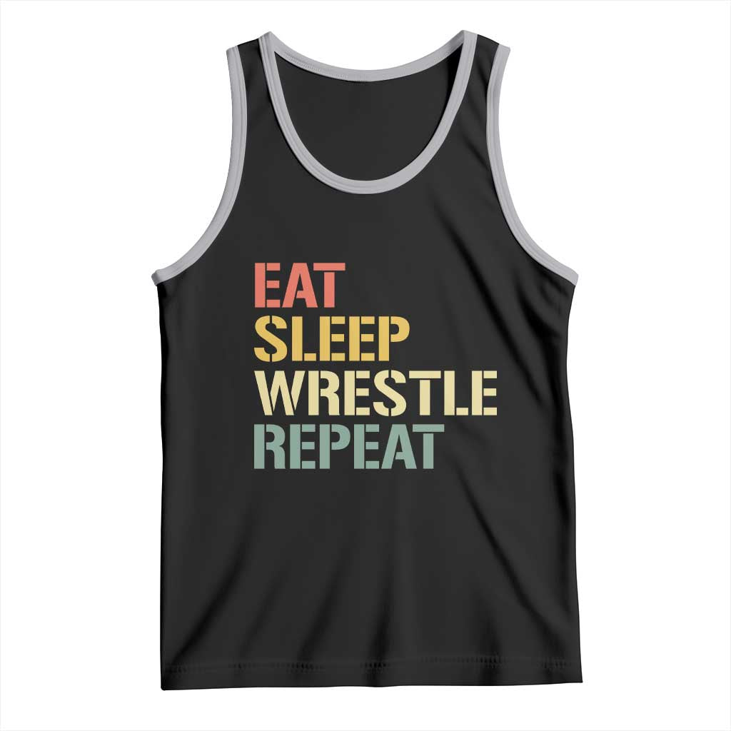 Eat Sleep Wrestle Repeat Tank Top Cool Wrestling - Wonder Print Shop