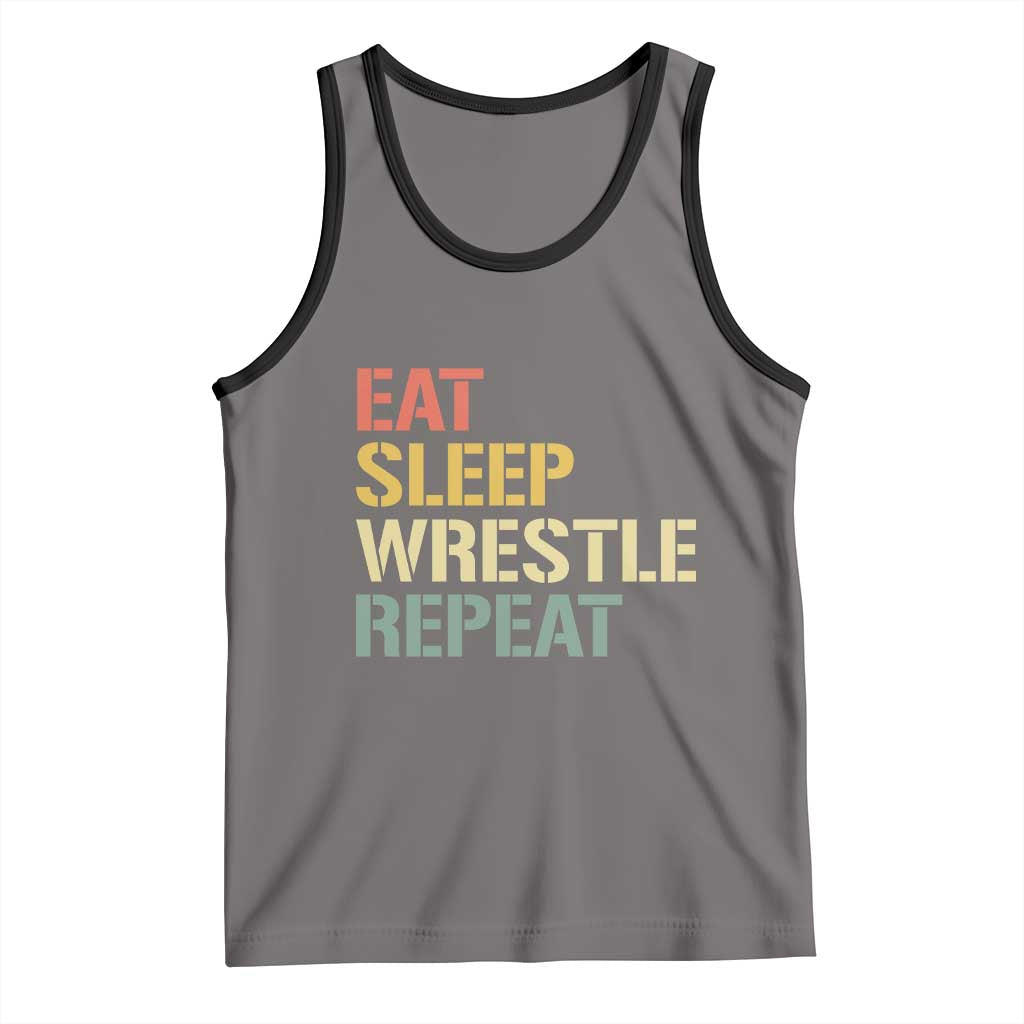 Eat Sleep Wrestle Repeat Tank Top Cool Wrestling - Wonder Print Shop