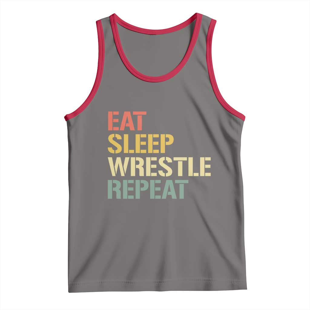 Eat Sleep Wrestle Repeat Tank Top Cool Wrestling - Wonder Print Shop