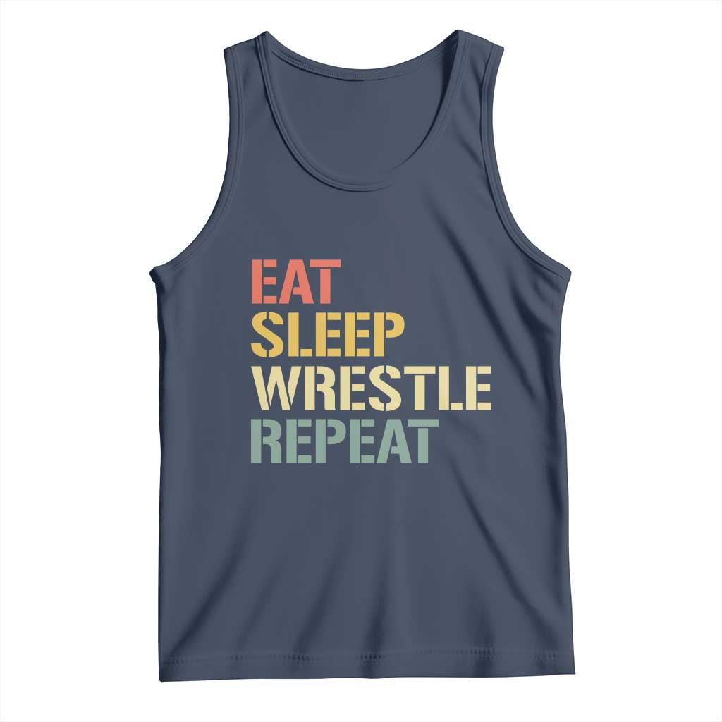 Eat Sleep Wrestle Repeat Tank Top Cool Wrestling - Wonder Print Shop