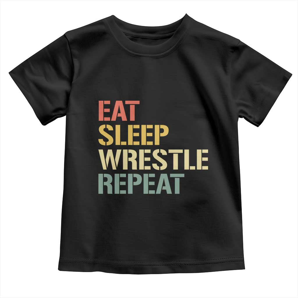 Eat Sleep Wrestle Repeat Toddler T Shirt Cool Wrestling - Wonder Print Shop