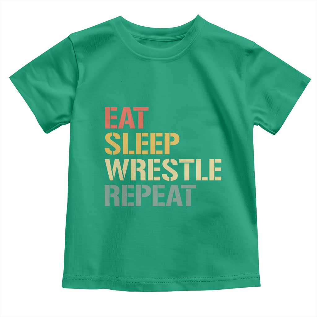 Eat Sleep Wrestle Repeat Toddler T Shirt Cool Wrestling - Wonder Print Shop