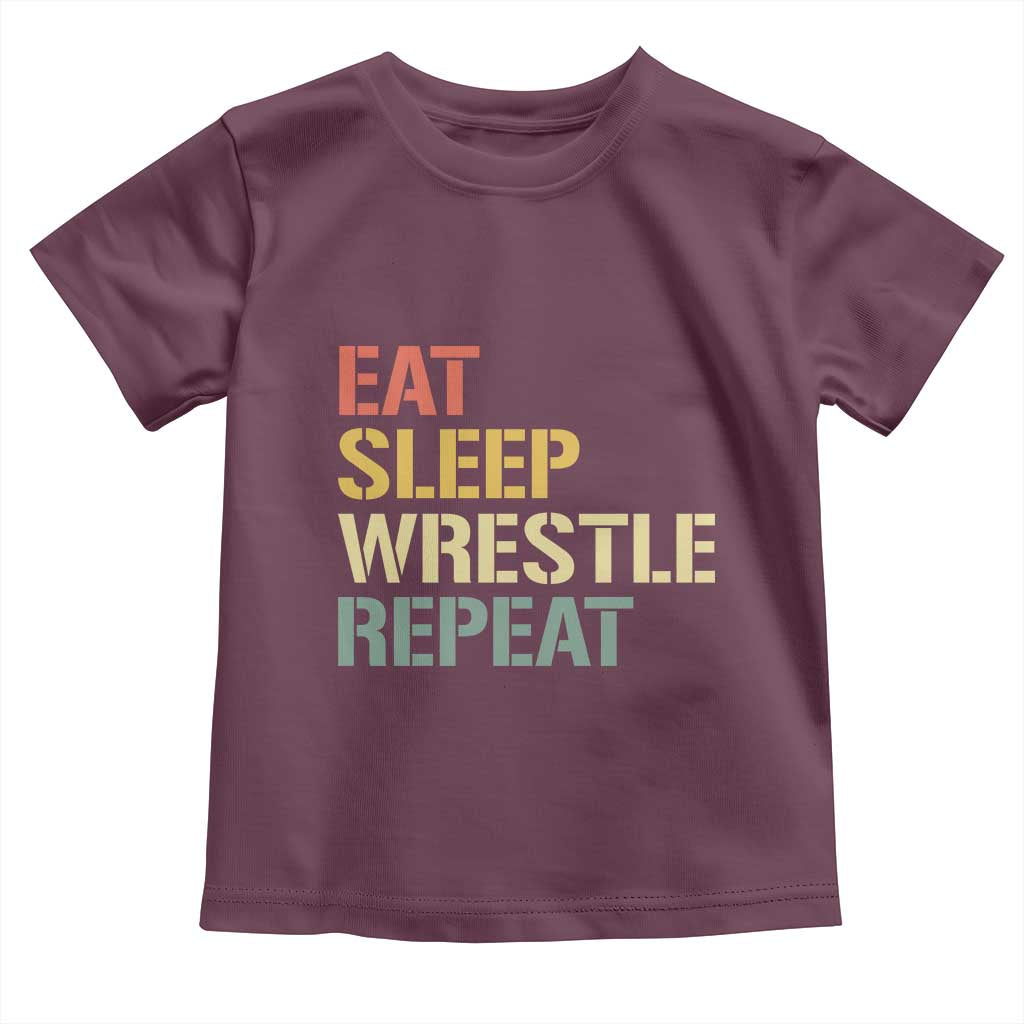 Eat Sleep Wrestle Repeat Toddler T Shirt Cool Wrestling - Wonder Print Shop