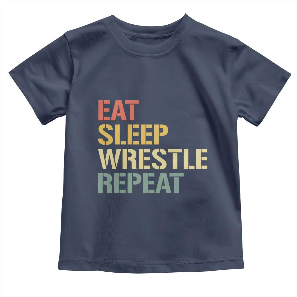 Eat Sleep Wrestle Repeat Toddler T Shirt Cool Wrestling - Wonder Print Shop