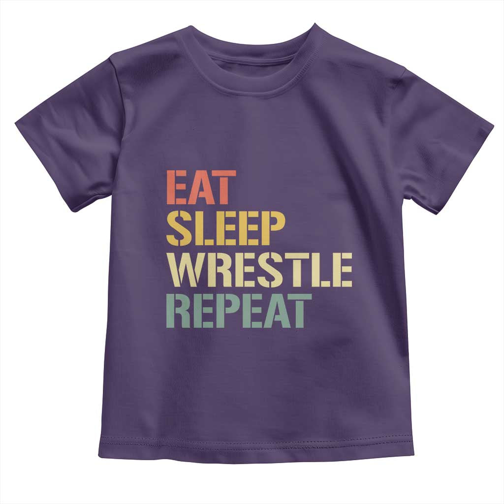 Eat Sleep Wrestle Repeat Toddler T Shirt Cool Wrestling - Wonder Print Shop