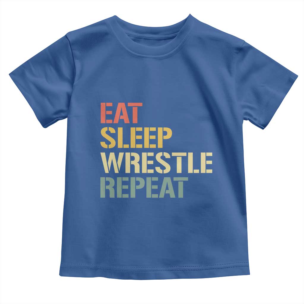 Eat Sleep Wrestle Repeat Toddler T Shirt Cool Wrestling - Wonder Print Shop
