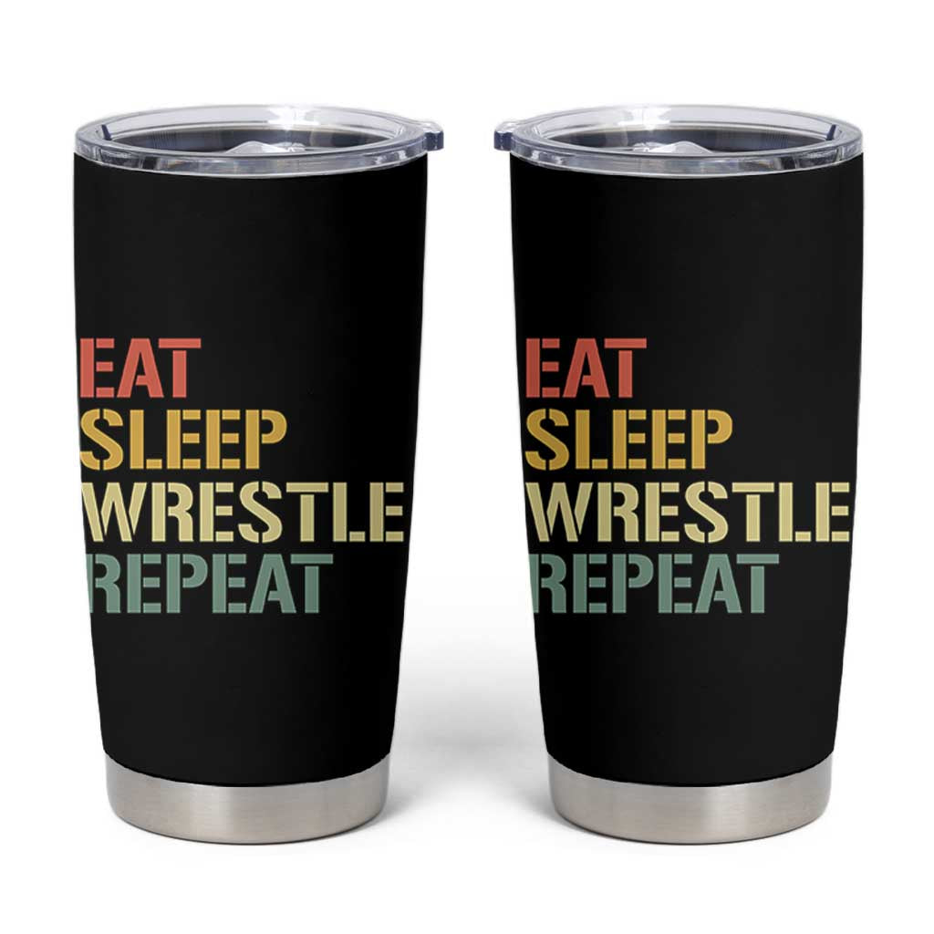 Eat Sleep Wrestle Repeat Tumbler Cup Cool Wrestling - Wonder Print Shop