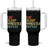 Eat Sleep Wrestle Repeat Tumbler With Handle Cool Wrestling - Wonder Print Shop