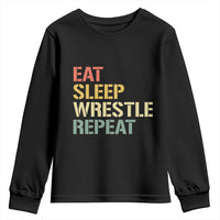 Eat Sleep Wrestle Repeat Youth Sweatshirt Cool Wrestling - Wonder Print Shop