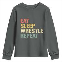 Eat Sleep Wrestle Repeat Youth Sweatshirt Cool Wrestling - Wonder Print Shop