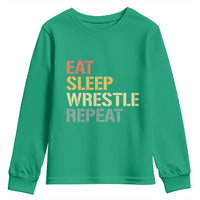 Eat Sleep Wrestle Repeat Youth Sweatshirt Cool Wrestling - Wonder Print Shop