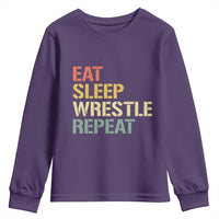 Eat Sleep Wrestle Repeat Youth Sweatshirt Cool Wrestling - Wonder Print Shop