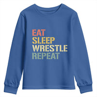 Eat Sleep Wrestle Repeat Youth Sweatshirt Cool Wrestling - Wonder Print Shop