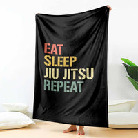 Retro Eat Sleep Jiu Jitsu Repeat Throw Blanket Vintage JiuJitsu BJJ - Wonder Print Shop