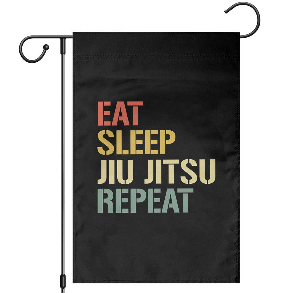 Retro Eat Sleep Jiu Jitsu Repeat Garden Flag Vintage JiuJitsu BJJ - Wonder Print Shop