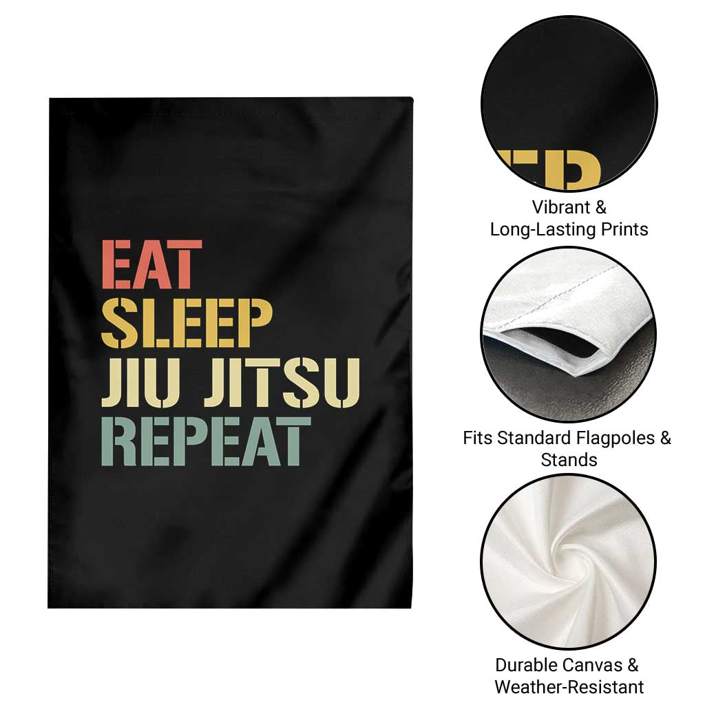Retro Eat Sleep Jiu Jitsu Repeat Garden Flag Vintage JiuJitsu BJJ - Wonder Print Shop