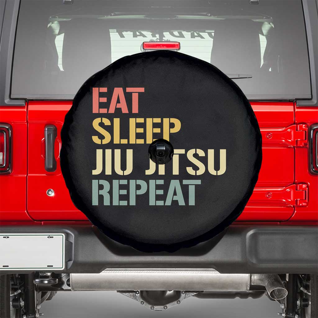 Retro Eat Sleep Jiu Jitsu Repeat Spare Tire Cover Vintage JiuJitsu BJJ - Wonder Print Shop