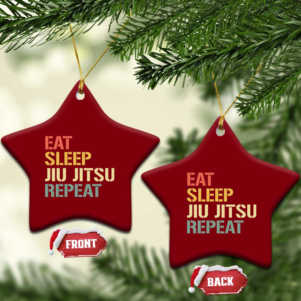 Retro Eat Sleep Jiu Jitsu Repeat Ceramic Ornament Vintage JiuJitsu BJJ - Wonder Print Shop