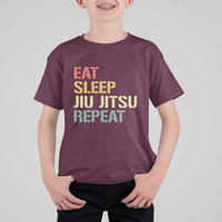 Retro Eat Sleep Jiu Jitsu Repeat T Shirt For Kid Vintage JiuJitsu BJJ - Wonder Print Shop