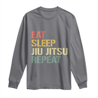 Retro Eat Sleep Jiu Jitsu Repeat Long Sleeve Shirt Vintage JiuJitsu BJJ - Wonder Print Shop