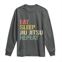 Retro Eat Sleep Jiu Jitsu Repeat Long Sleeve Shirt Vintage JiuJitsu BJJ - Wonder Print Shop
