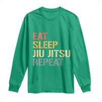 Retro Eat Sleep Jiu Jitsu Repeat Long Sleeve Shirt Vintage JiuJitsu BJJ - Wonder Print Shop