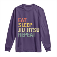 Retro Eat Sleep Jiu Jitsu Repeat Long Sleeve Shirt Vintage JiuJitsu BJJ - Wonder Print Shop