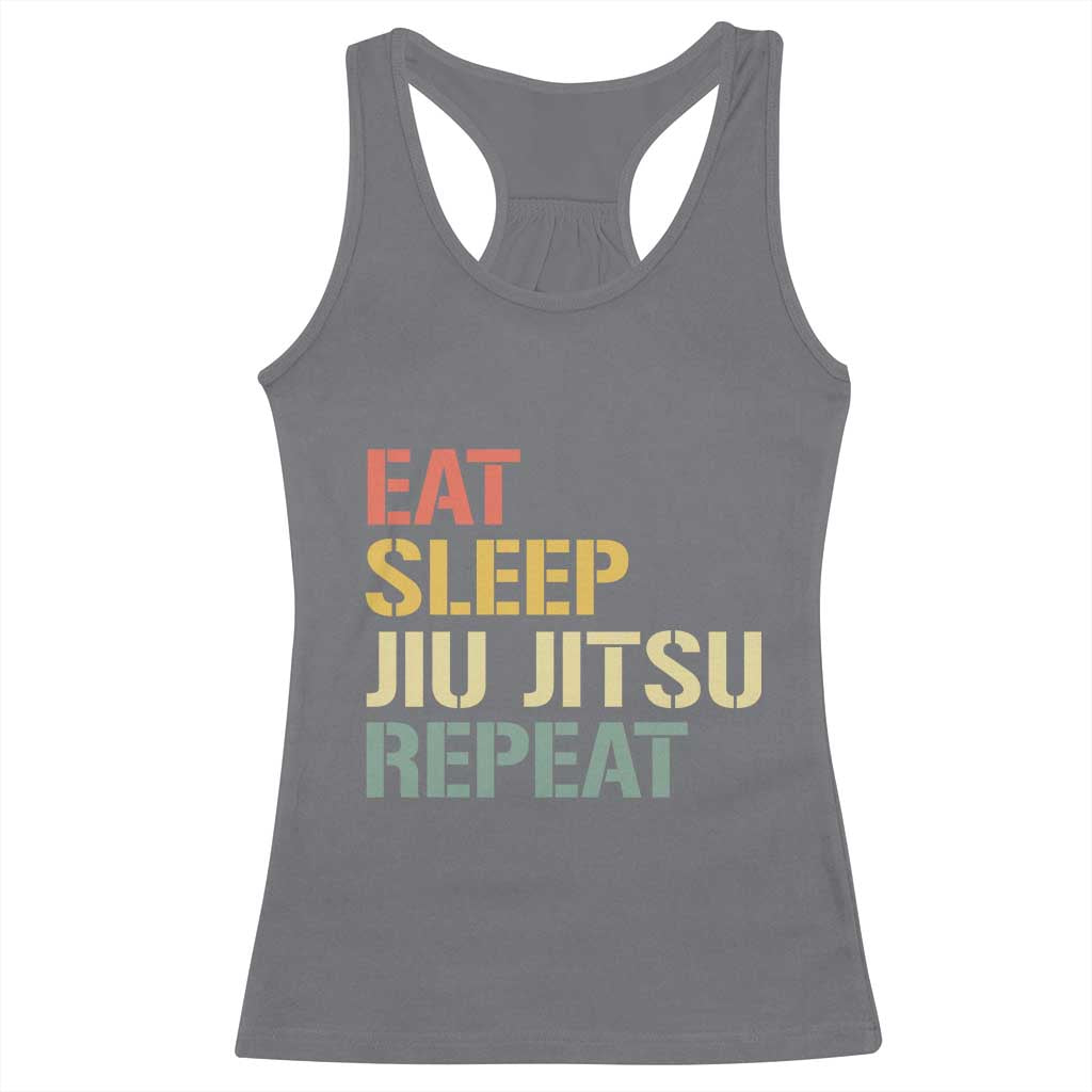 Retro Eat Sleep Jiu Jitsu Repeat Racerback Tank Top Vintage JiuJitsu BJJ - Wonder Print Shop