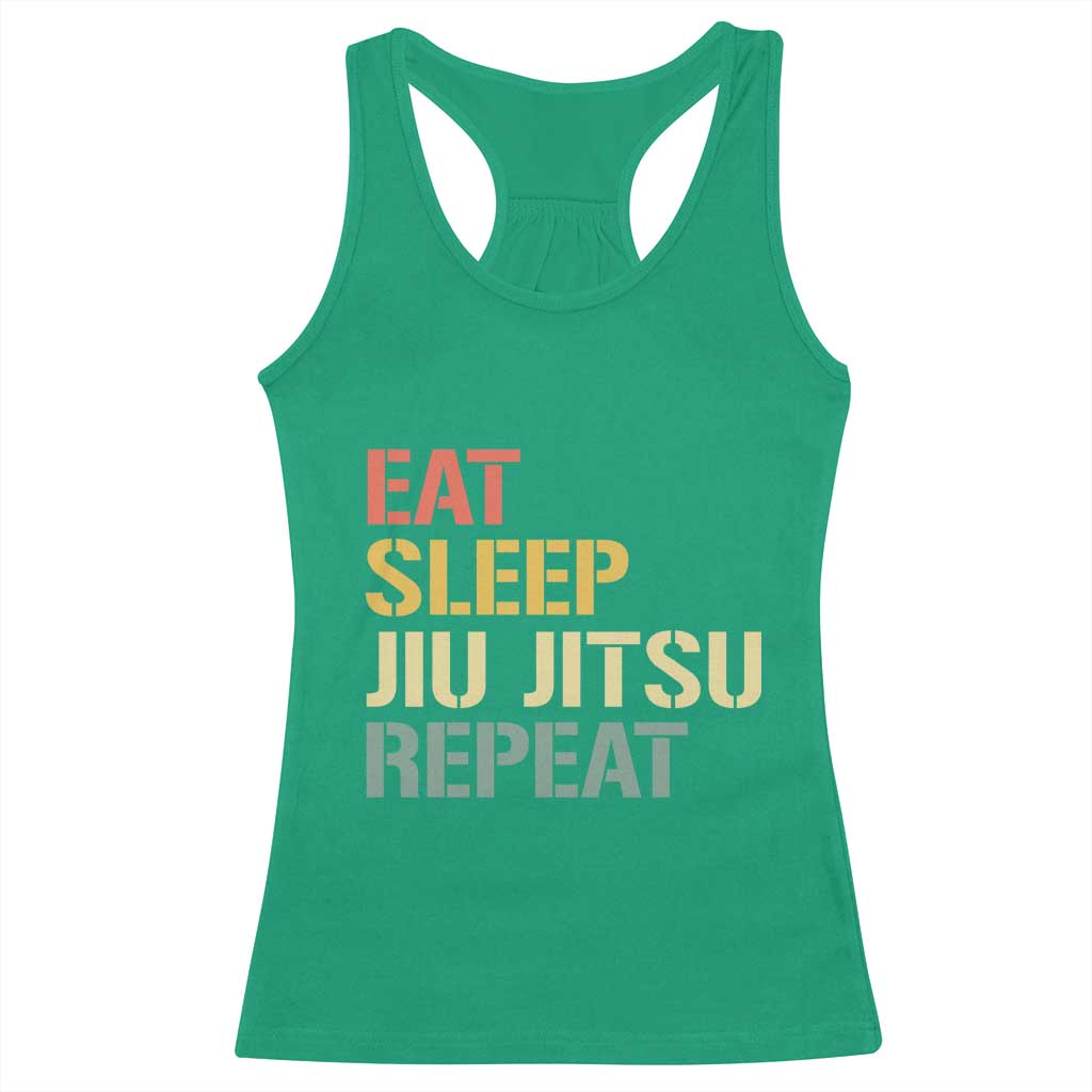 Retro Eat Sleep Jiu Jitsu Repeat Racerback Tank Top Vintage JiuJitsu BJJ - Wonder Print Shop