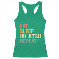 Retro Eat Sleep Jiu Jitsu Repeat Racerback Tank Top Vintage JiuJitsu BJJ - Wonder Print Shop