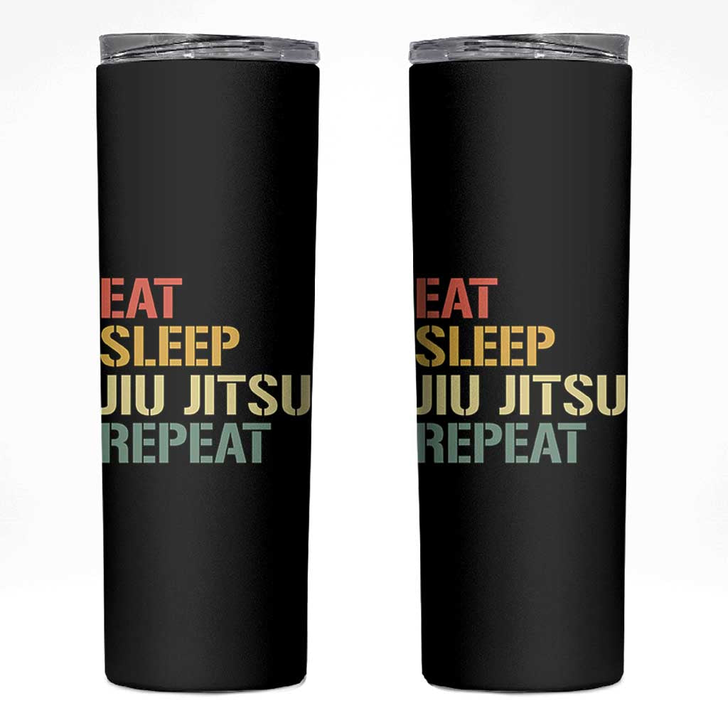 Retro Eat Sleep Jiu Jitsu Repeat Skinny Tumbler Vintage JiuJitsu BJJ - Wonder Print Shop
