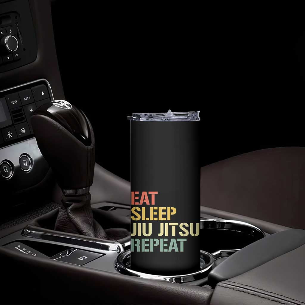 Retro Eat Sleep Jiu Jitsu Repeat Skinny Tumbler Vintage JiuJitsu BJJ - Wonder Print Shop