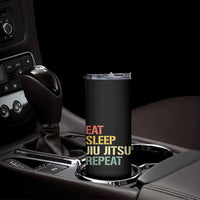 Retro Eat Sleep Jiu Jitsu Repeat Skinny Tumbler Vintage JiuJitsu BJJ - Wonder Print Shop