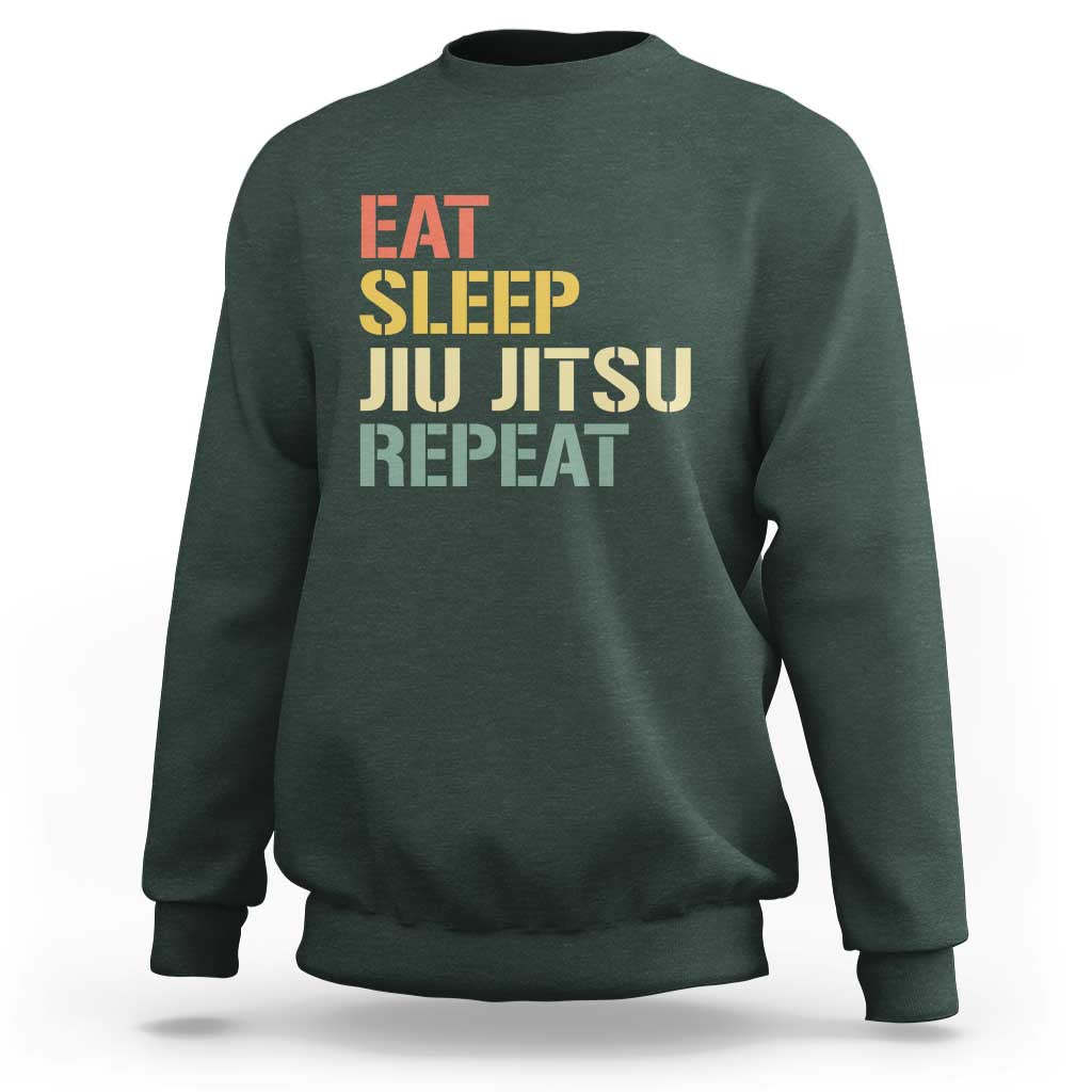 Retro Eat Sleep Jiu Jitsu Repeat Sweatshirt Vintage JiuJitsu BJJ - Wonder Print Shop
