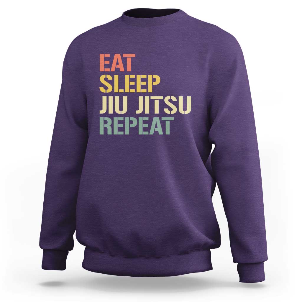 Retro Eat Sleep Jiu Jitsu Repeat Sweatshirt Vintage JiuJitsu BJJ - Wonder Print Shop