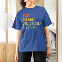 Retro Eat Sleep Jiu Jitsu Repeat T Shirt For Women Vintage JiuJitsu BJJ - Wonder Print Shop