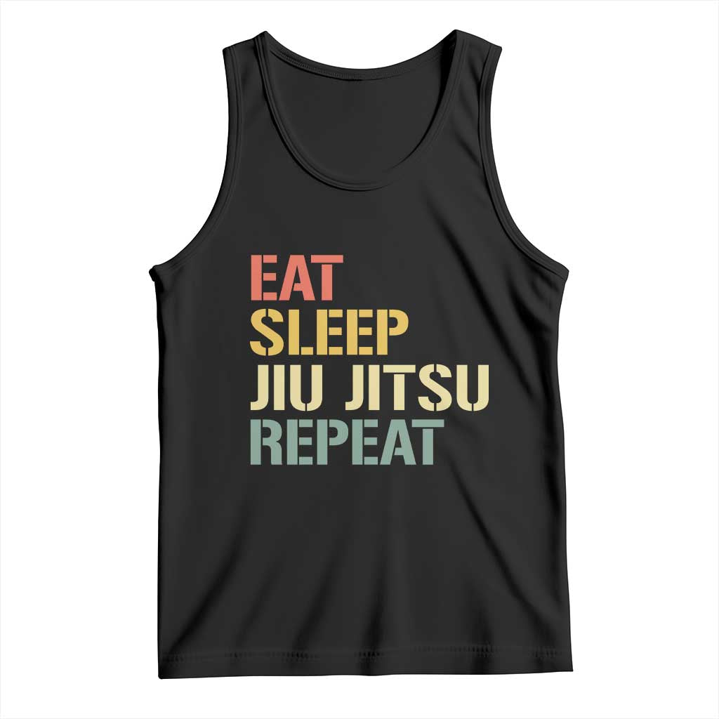 Retro Eat Sleep Jiu Jitsu Repeat Tank Top Vintage JiuJitsu BJJ - Wonder Print Shop