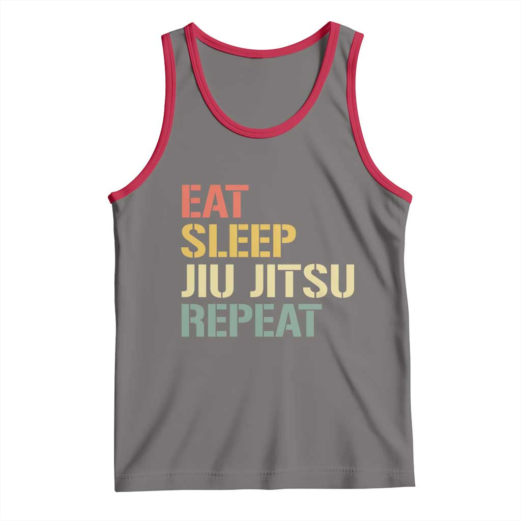 Retro Eat Sleep Jiu Jitsu Repeat Tank Top Vintage JiuJitsu BJJ - Wonder Print Shop