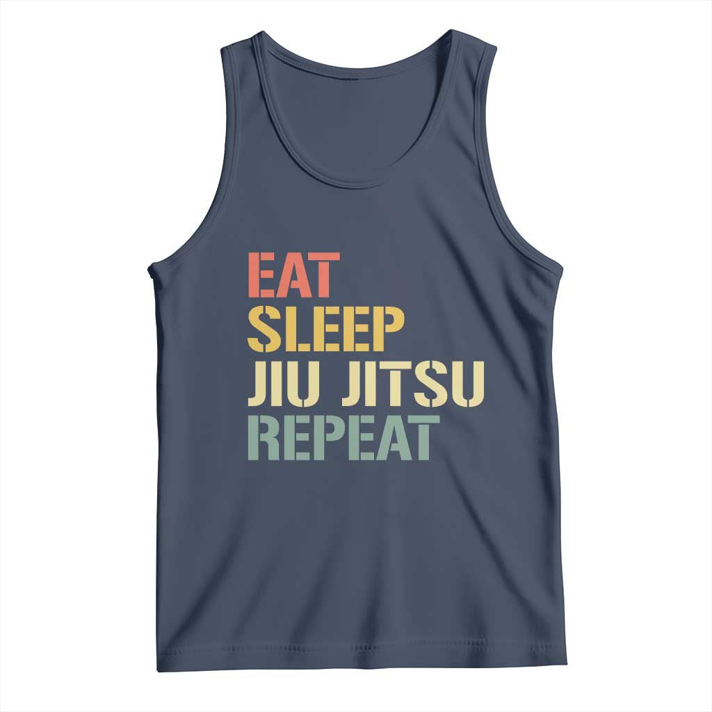 Retro Eat Sleep Jiu Jitsu Repeat Tank Top Vintage JiuJitsu BJJ - Wonder Print Shop