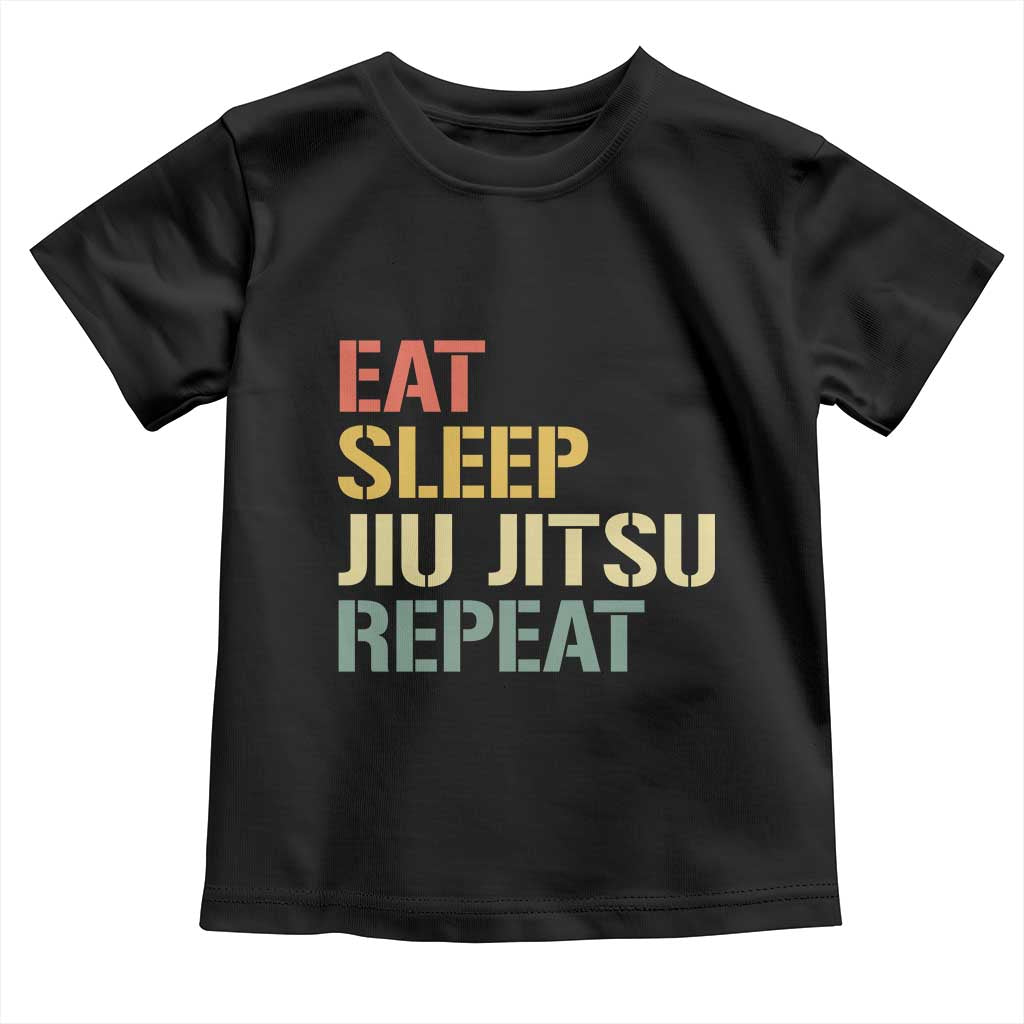 Retro Eat Sleep Jiu Jitsu Repeat Toddler T Shirt Vintage JiuJitsu BJJ - Wonder Print Shop