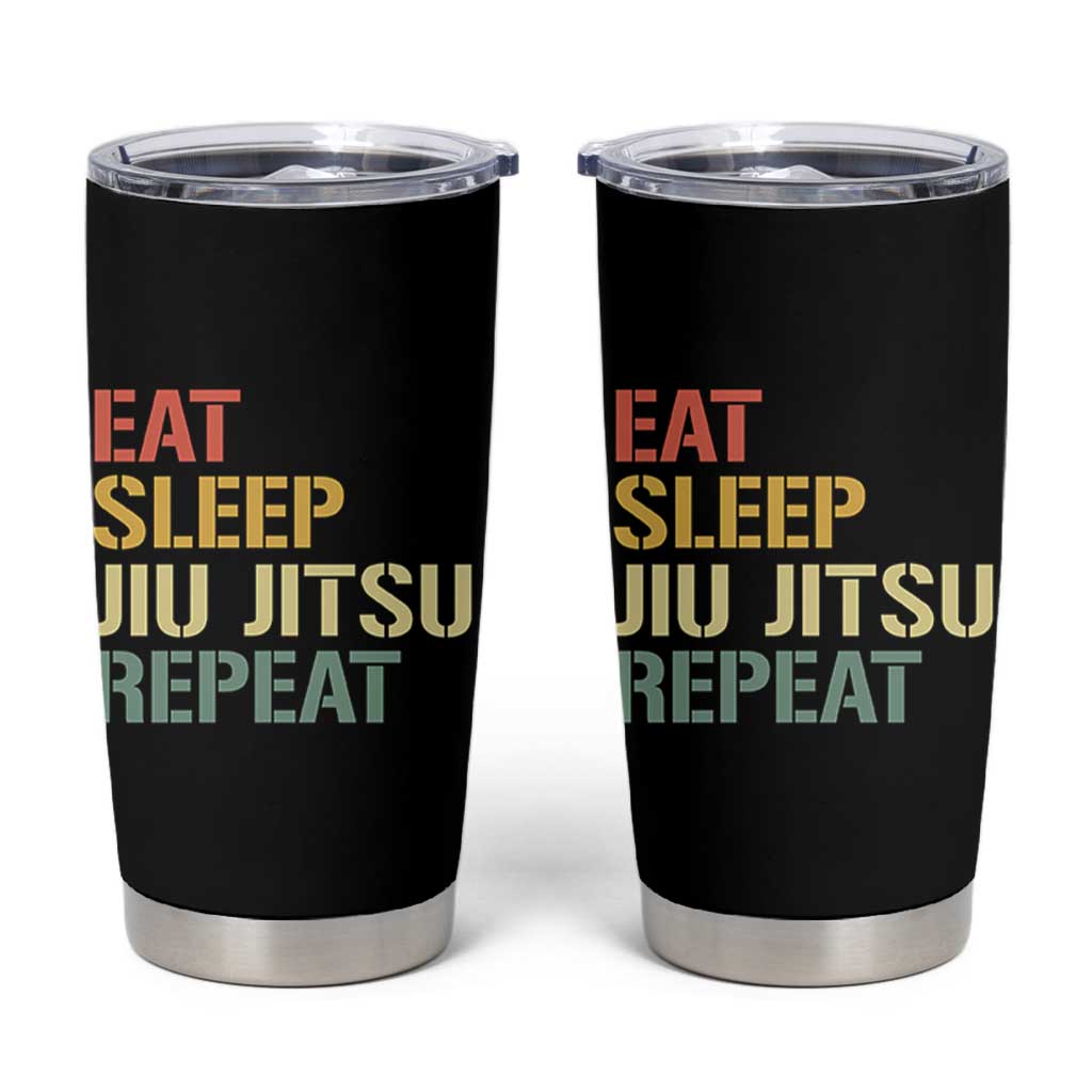 Retro Eat Sleep Jiu Jitsu Repeat Tumbler Cup Vintage JiuJitsu BJJ - Wonder Print Shop