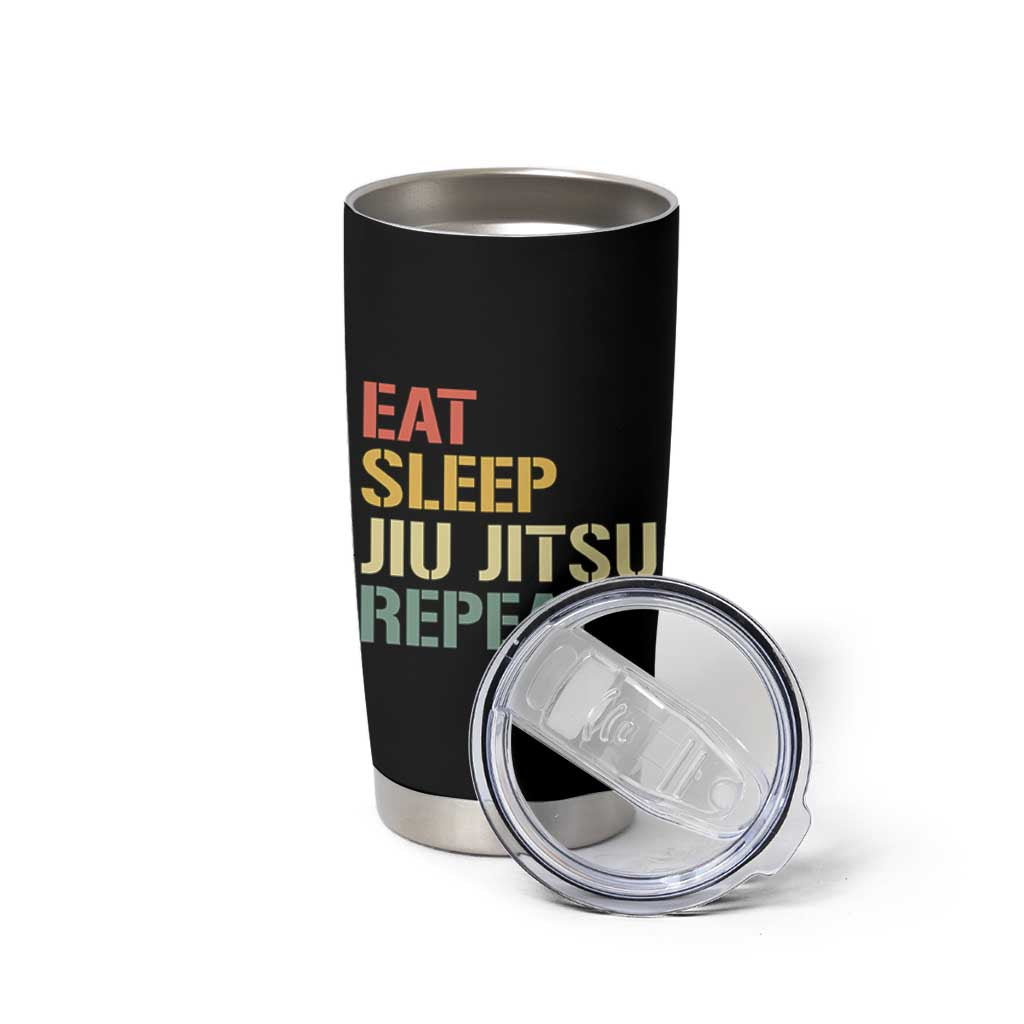 Retro Eat Sleep Jiu Jitsu Repeat Tumbler Cup Vintage JiuJitsu BJJ - Wonder Print Shop