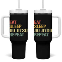 Retro Eat Sleep Jiu Jitsu Repeat Tumbler With Handle Vintage JiuJitsu BJJ - Wonder Print Shop